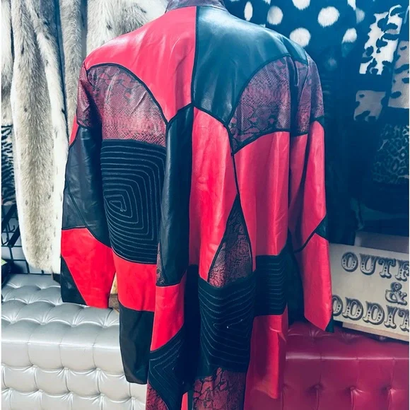 Leather 9000 Vintage 80s Rounded Collar Patchwork Buttery Soft Leather Jacket - Picture 7 of 10